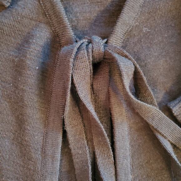 Vintage Clovis Ruffin Black Sz 10 M Tie Front Long Cardigan Wool Sweater Duster - Picture 8 of 15